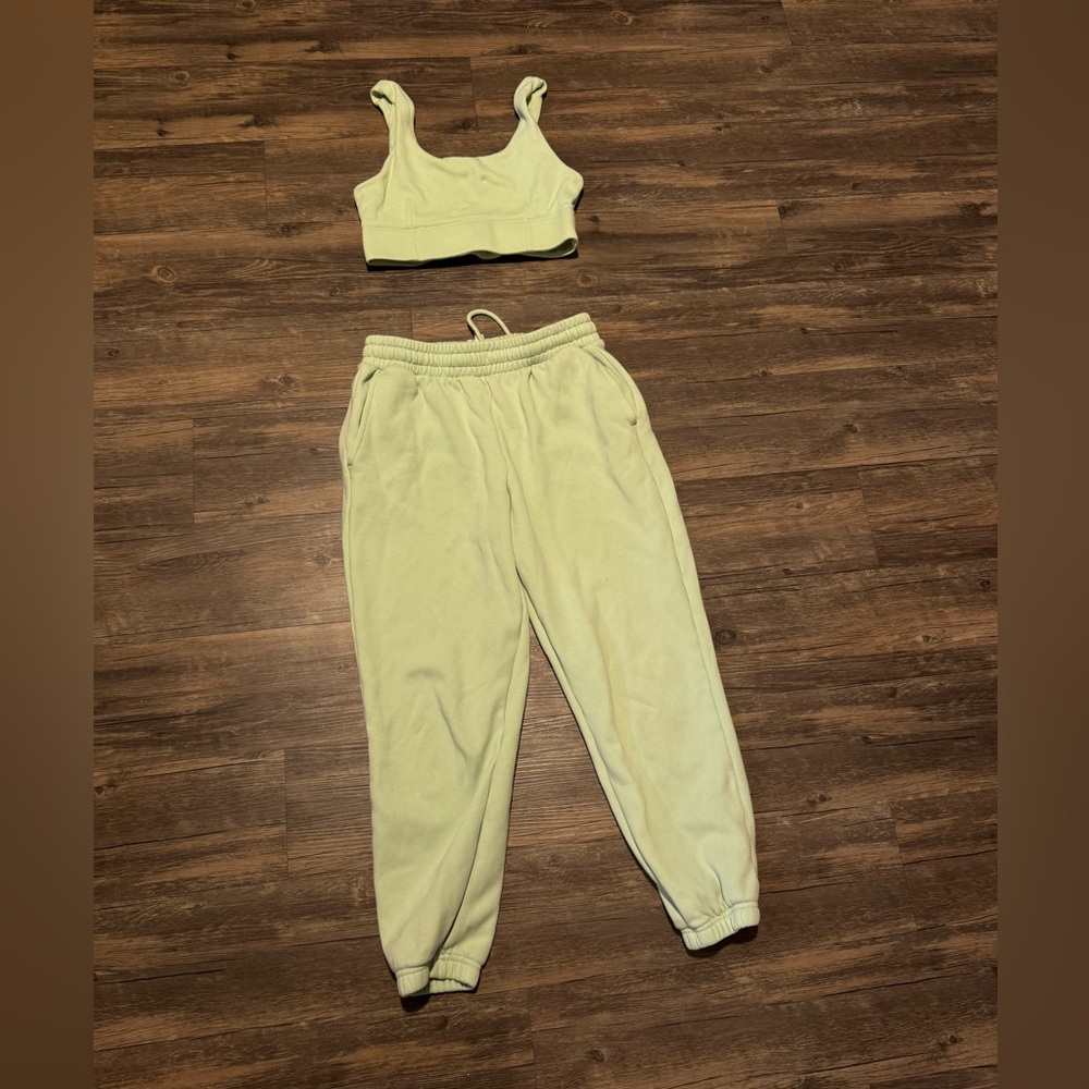 Fabletics Light Green Joggers + Bra - image 1